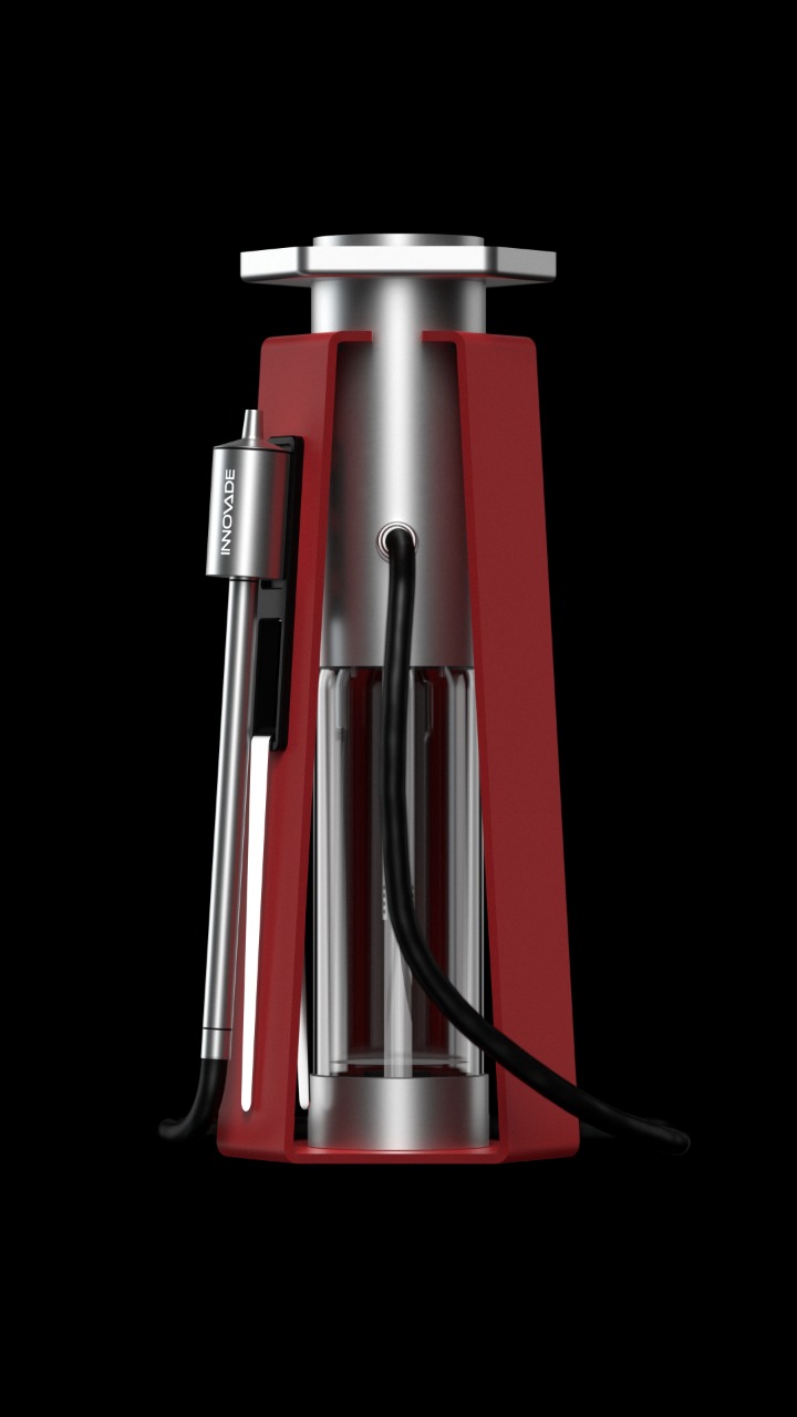 Innovade pipe in oxblood and anodised black, side profile