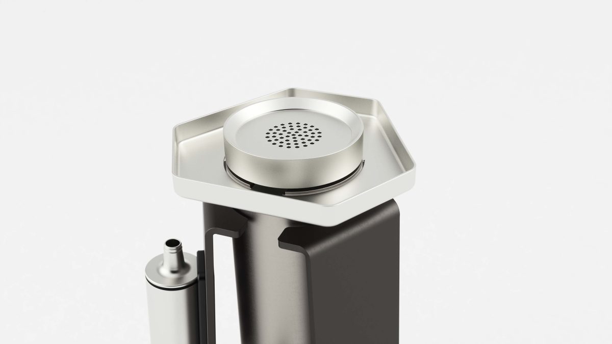 Close-up detail of Innovade Black shisha pipe construction