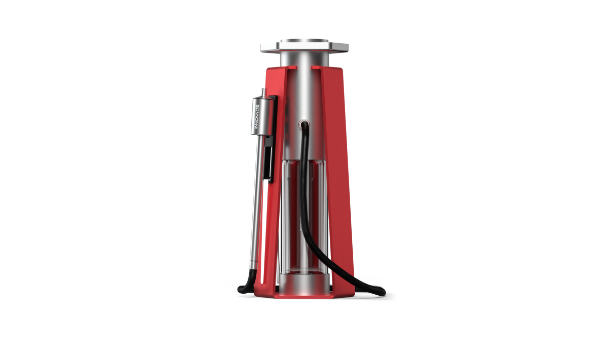 Innovade Red shisha pipe from alternate angle showing modern design details